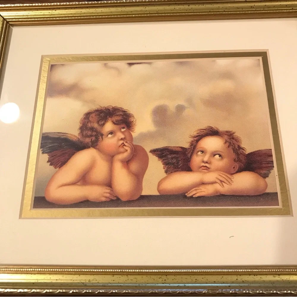 TWO CHERUBS MATTED FRAMED - Picture 4 of 13